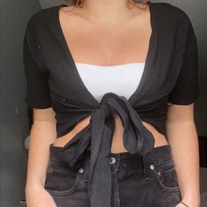 Princess Polly Luca Tie Front Top in black